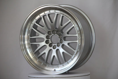 E310 Silver Machined Lip with Silver Rivet 17x8.0 ET20 5.100.113 - Square Set (4 Wheels)