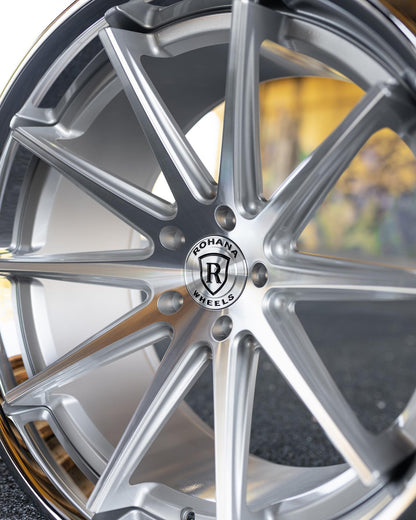 22" Rohana RFC10 Machine Silver w/ Chrome Lip 5x108 ( Square Setup ) ( Set of 4 )