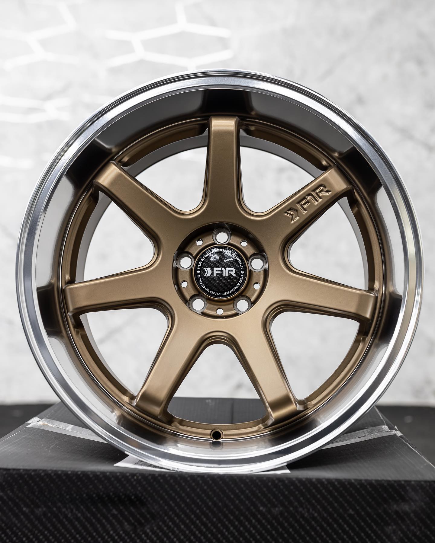 F1R FC7 18" 18x8.5 ET38 / 18x9.5 ET38 Satin Bronze/Polish Lip 5x114 – ( Staggered Set of 4 )