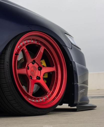 Aodhan DS09 Candy Red w/ (Chrome Rivets) - 19x8.5 +35 / 19x11 +15 5x114.3 (Staggered Set of 4)
