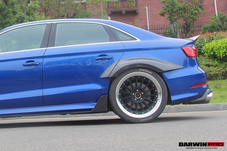 2013-2016 Audi S3/ A3 Sline Sedan BKSS Style Side Skirts w/ Caps - DarwinPRO Aerodynamics