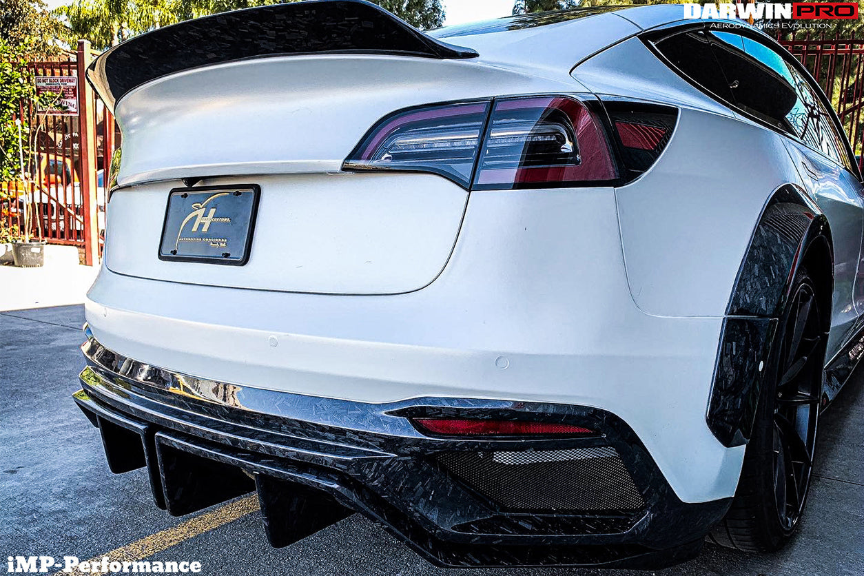 2017-2020 Tesla Model 3 IMP Performance Partial Carbon Fiber Rear Bumper - DarwinPRO Aerodynamics