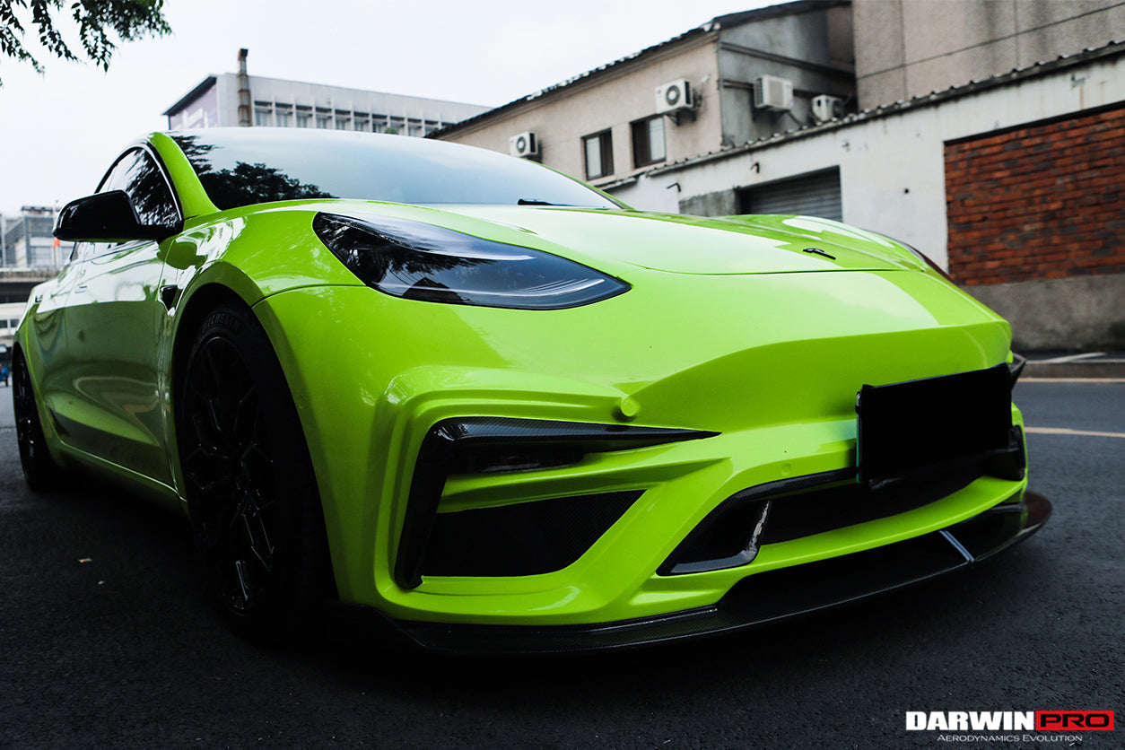 2017-2023 Tesla Model 3 IMP Performance Partial Carbon Fiber Front Bumper - DarwinPRO Aerodynamics