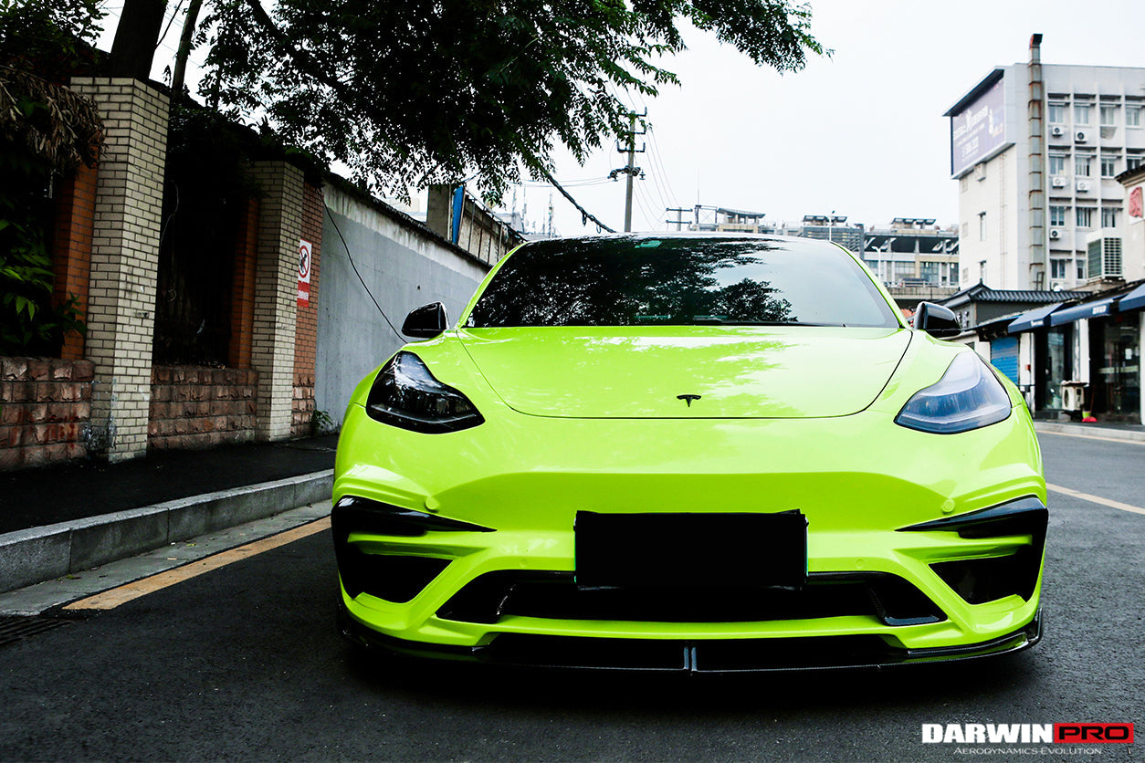 2017-2023 Tesla Model 3 IMP Performance Partial Carbon Fiber Front Bumper - DarwinPRO Aerodynamics
