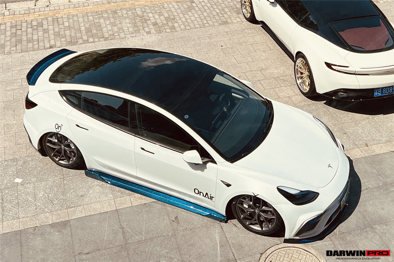 2017-2021 Tesla Model 3 IMP Performance Carbon Fiber Side Skirts Under Board - DarwinPRO Aerodynamics
