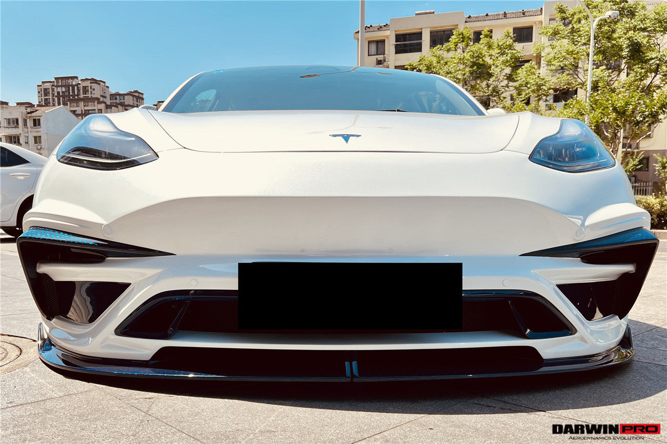 2017-2023 Tesla Model 3 IMP Performance Partial Carbon Fiber Front Bumper - DarwinPRO Aerodynamics