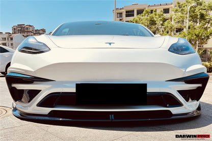 2017-2023 Tesla Model 3 IMP Performance Partial Carbon Fiber Front Bumper - DarwinPRO Aerodynamics