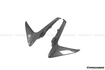 2018-2022 Ferrari 488 Pista OEM Style Carbon Fiber Front Bumper Vent Canards - Carbonado Aero