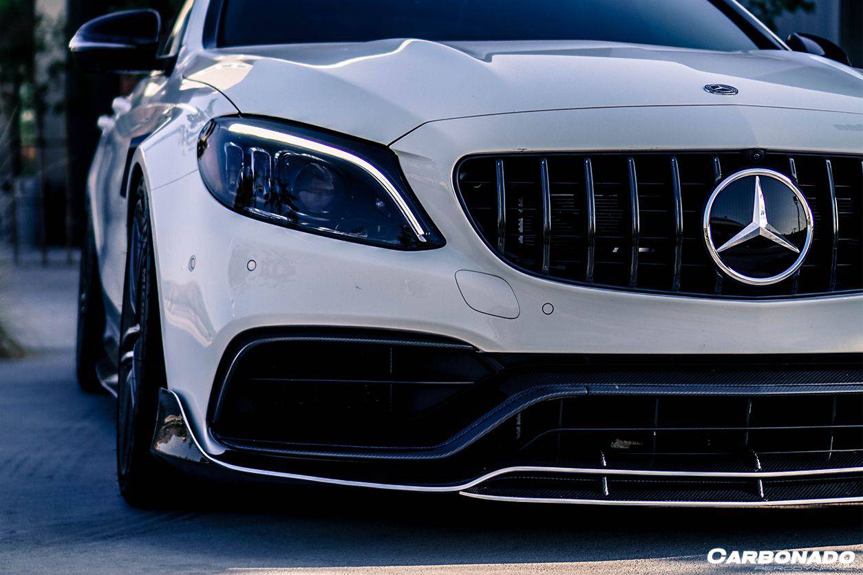 2015-2021 Mercedes Benz W205 C63/S AMG Sedan/Coupe Carbon Fiber Front Bumper Canards - Carbonado Aero