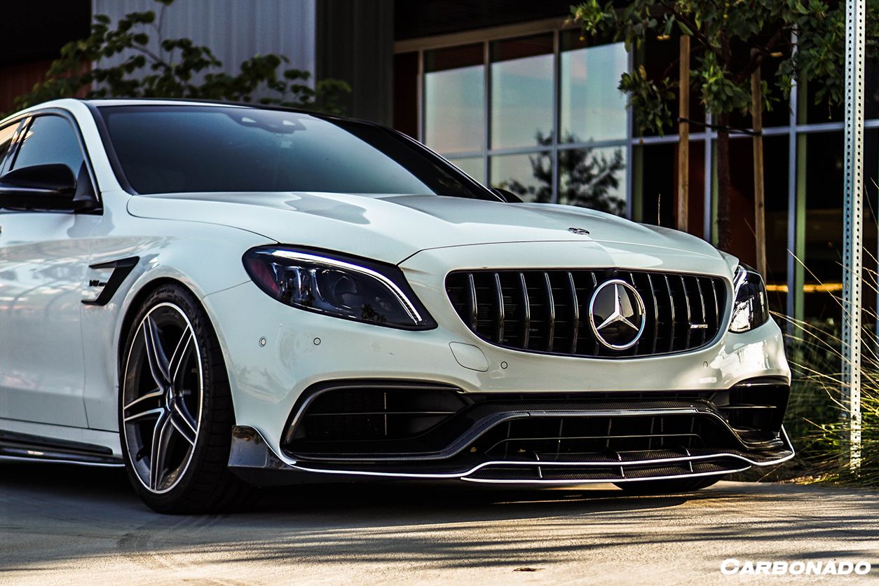 2015-2021 Mercedes Benz W205 C63/S AMG Sedan/Coupe Carbon Fiber Front Bumper Canards - Carbonado Aero