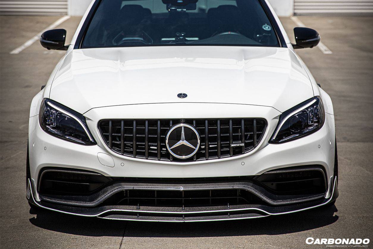 2015-2021 Mercedes Benz W205 C63/S AMG Sedan/Coupe Carbon Fiber Front Bumper Canards - Carbonado Aero