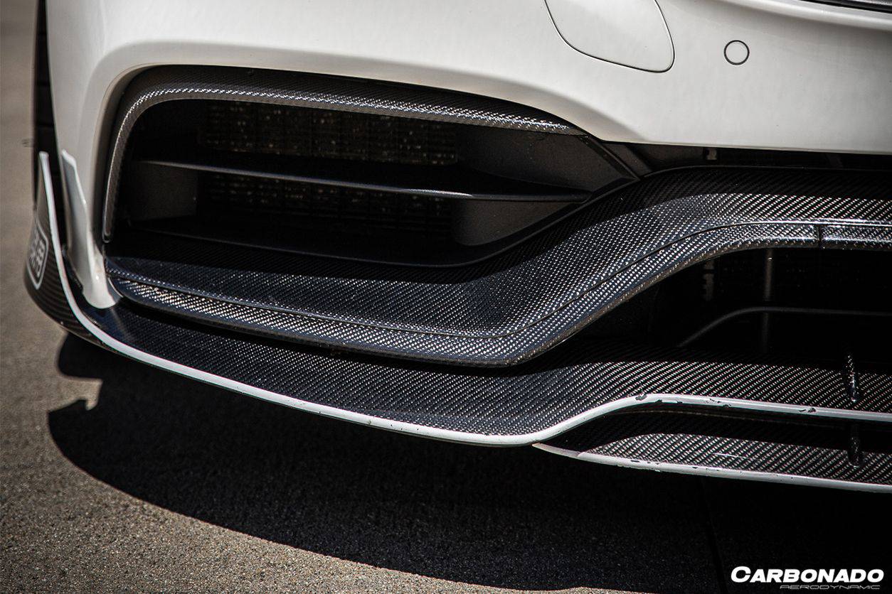 2015-2021 Mercedes Benz W205 C63/S AMG Sedan/Coupe Carbon Fiber Front Bumper Canards - Carbonado Aero