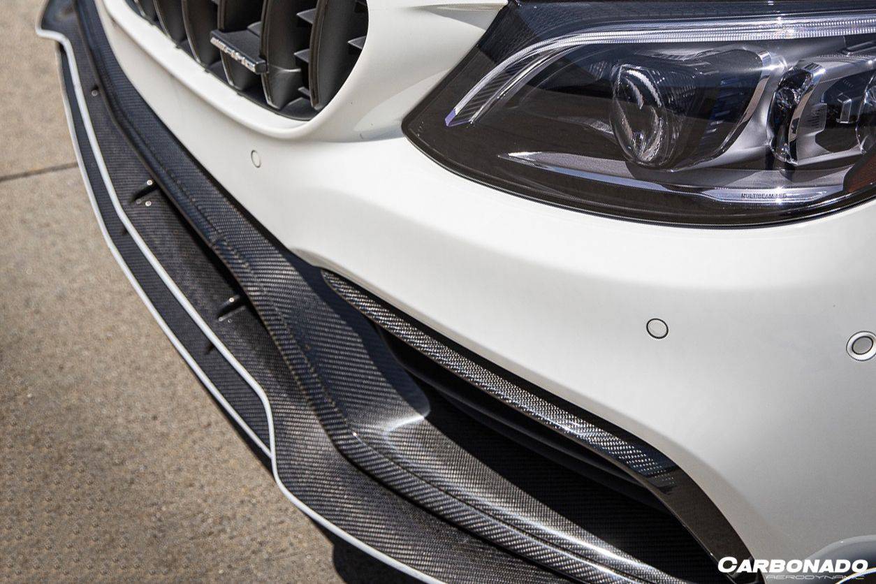 2015-2021 Mercedes Benz W205 C63/S AMG Sedan/Coupe Carbon Fiber Front Bumper Canards - Carbonado Aero