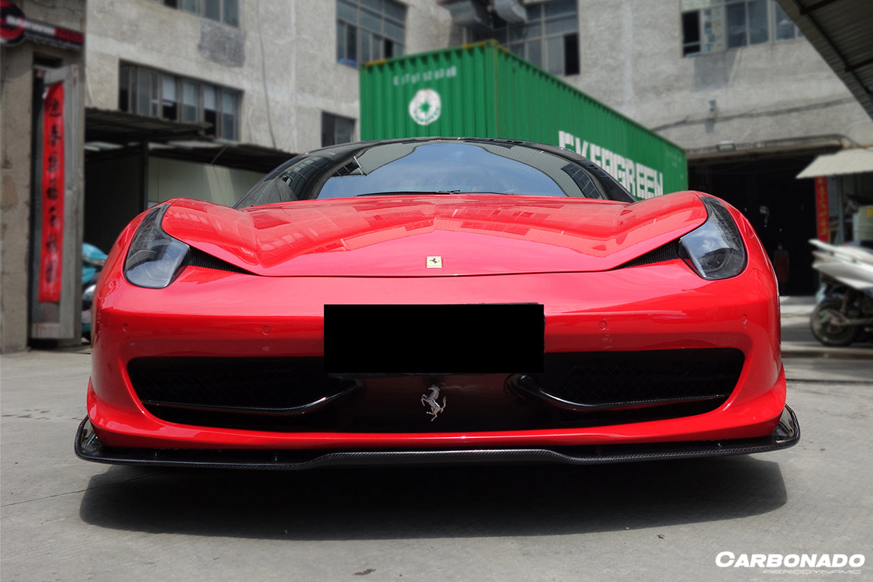 2010-2015 Ferrari 458 Coupe/Spyder AV Style Carbon Fiber Front Lip - Carbonado