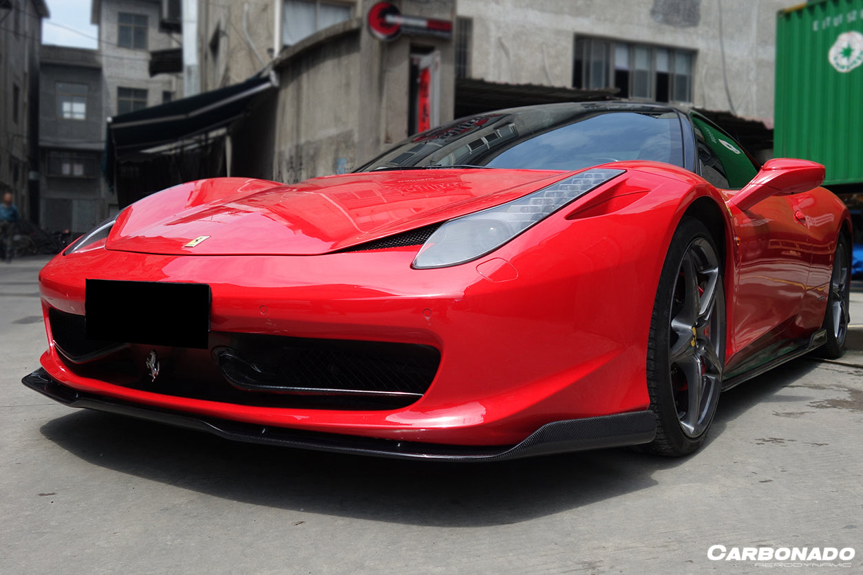 2010-2015 Ferrari 458 Coupe/Spyder AV Style Carbon Fiber Front Lip - Carbonado
