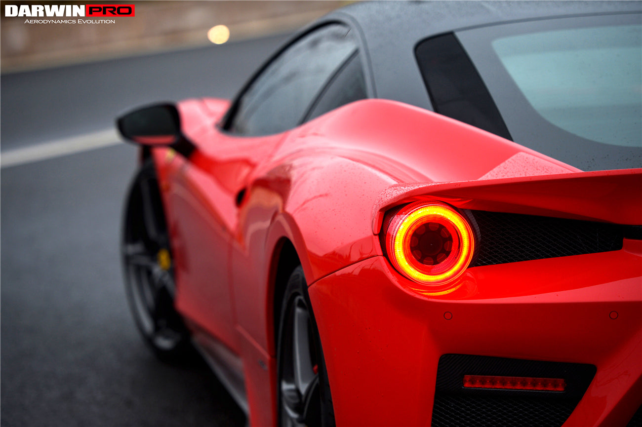 2010-2015 Ferrari 458 Coupe BKSS Style Partial Carbon Fiber Rear Bumper And Carbon Fiber Trunk W/ Tail Light Cover - DarwinPRO Aerodynamics