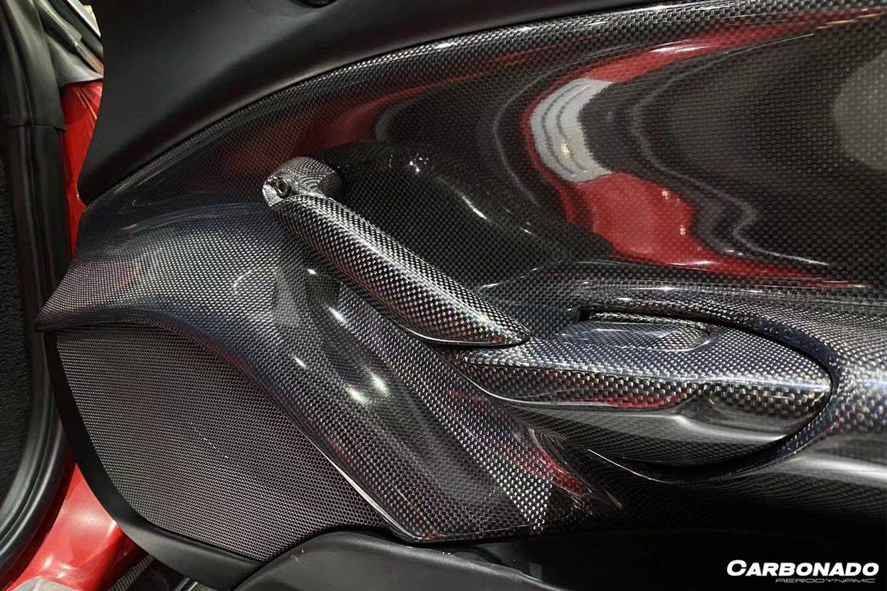 2015-2020 Ferrari 488 GTB Spider OE Style Carbon Fiber Door Handle Interior - Carbonado