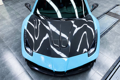 2015-2020 Ferrari 488 GTB & Spider MA Style Hood - Carbonado