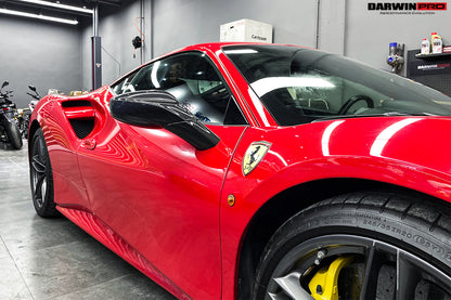 2015-2020 Ferrari 488 GTB/Spyder Carbon Fiber Mirror House & Base Replacement - DarwinPRO Aerodynamics