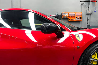 2015-2020 Ferrari 488 GTB/Spyder Carbon Fiber Mirror House & Base Replacement - DarwinPRO Aerodynamics
