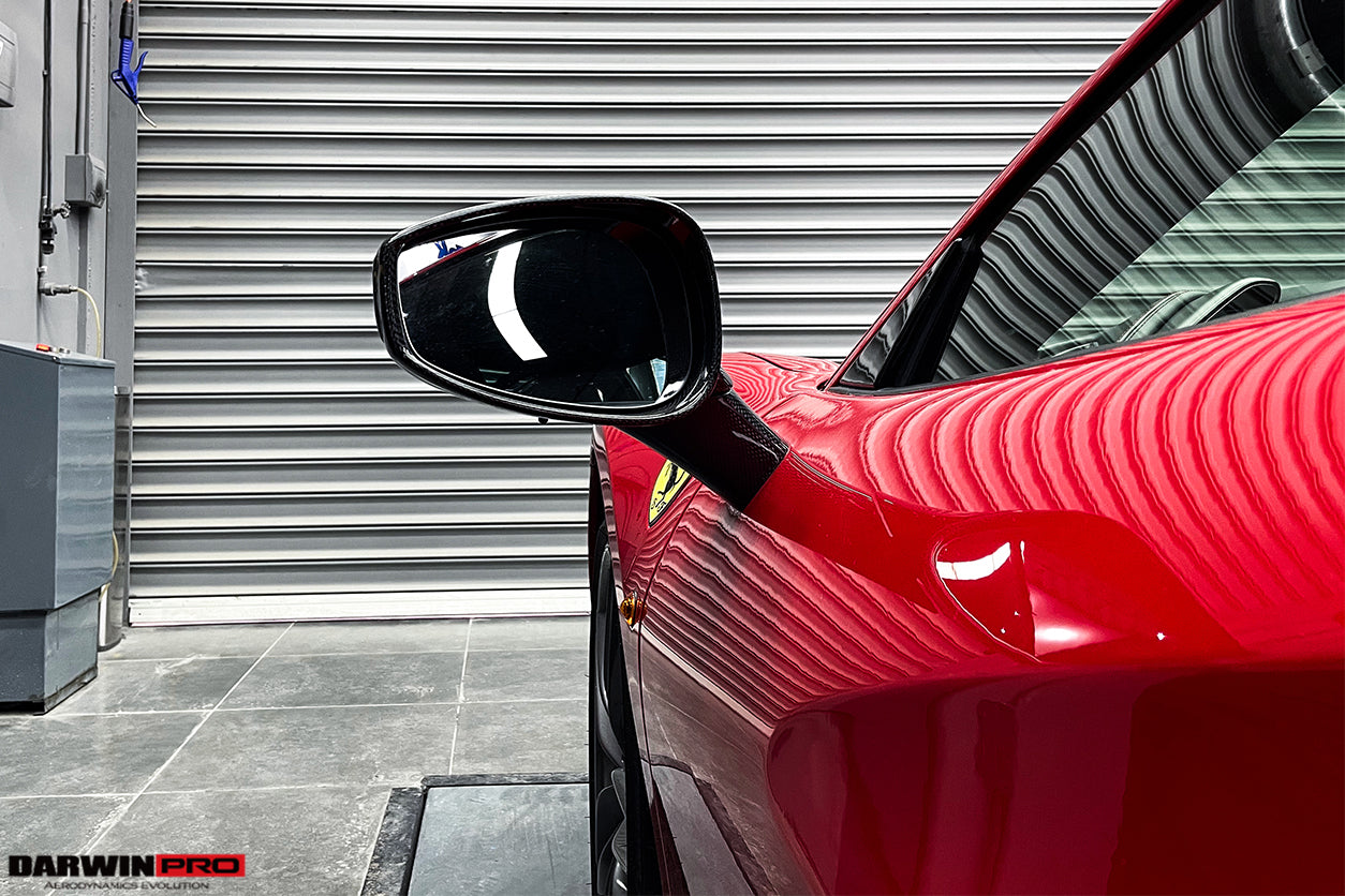 2015-2020 Ferrari 488 GTB/Spyder Carbon Fiber Mirror House & Base Replacement - DarwinPRO Aerodynamics