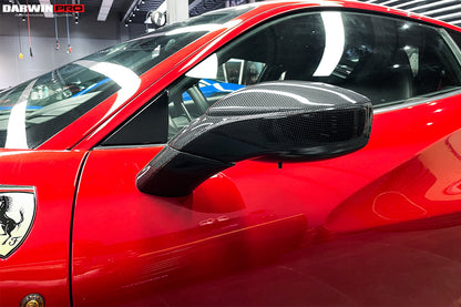 2015-2020 Ferrari 488 GTB/Spyder Carbon Fiber Mirror House & Base Replacement - DarwinPRO Aerodynamics