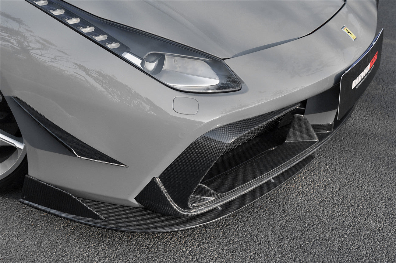 2015-2020 Ferrari 488 GTB & Spider iMP-Performance Carbon Fiber Front Bumper Canards - DarwinPRO Aerodynamics