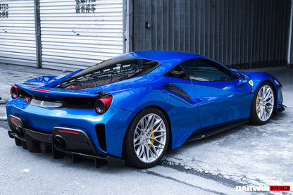 2015-2020 Ferrari 488 GTB Pista Style Rear Bumper & Wing - DarwinPRO Aerodynamics