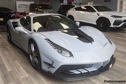2015-2020 Ferrari 488 GTB/Spyder MA Style Partial Carbon Fiber Front Bumper - Carbonado