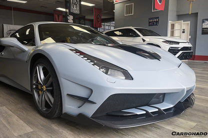 2015-2020 Ferrari 488 GTB/Spyder MA Style Partial Carbon Fiber Front Bumper - Carbonado