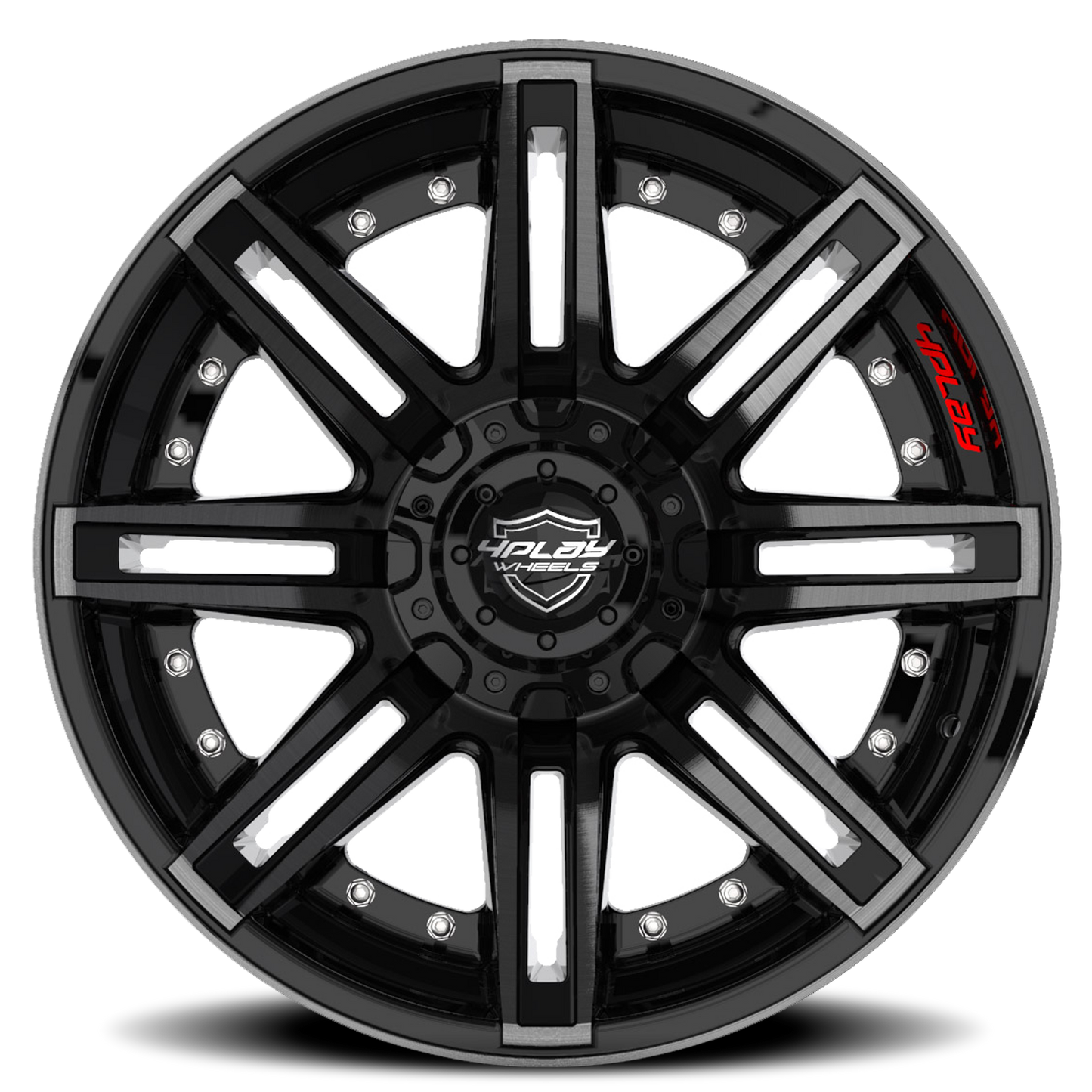 4PLAY 4P08 BBT 22x10 -24 5x127/5x139.7mm 87.1mm Gloss Black Brushed Face-Tinted Clear