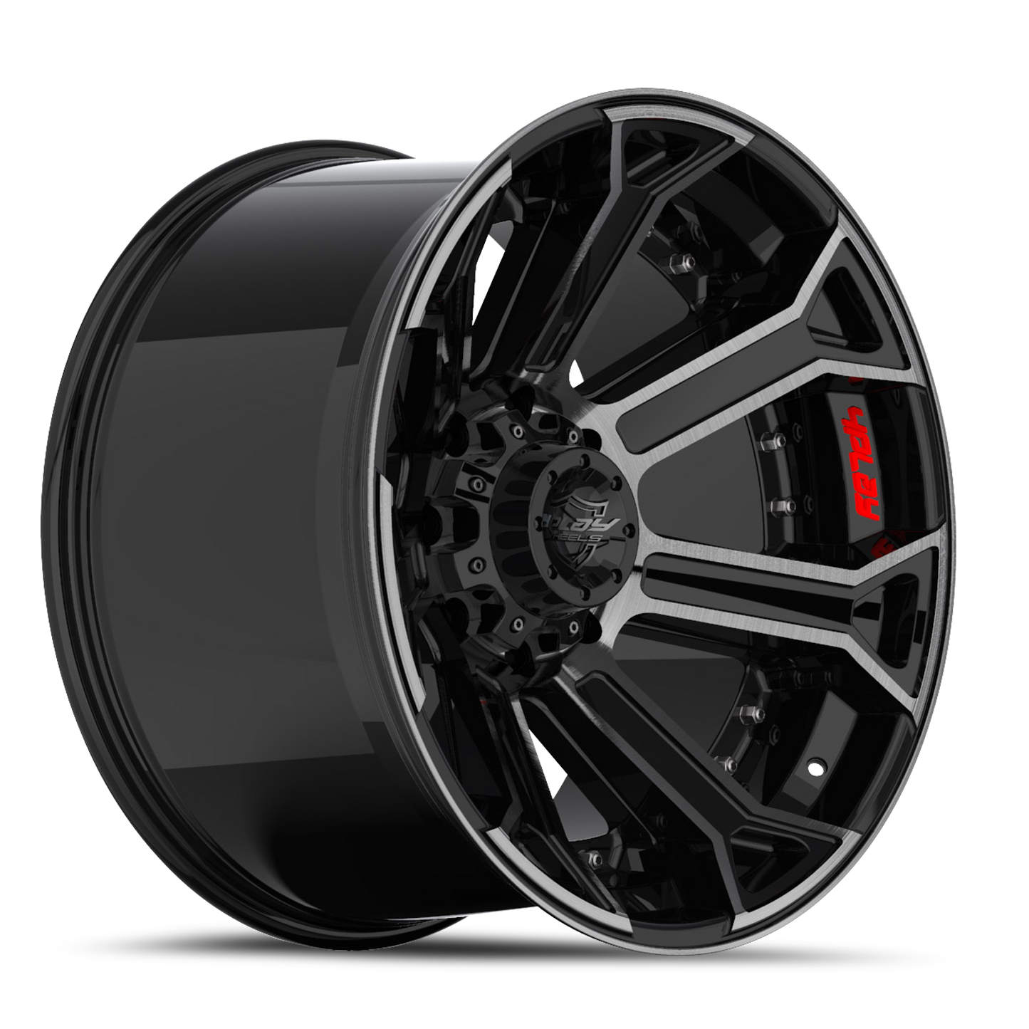 4PLAY 4P70 20x10 -24 8x165.1mm 124.9mm Gloss Black Brushed Face-Tinted Clear