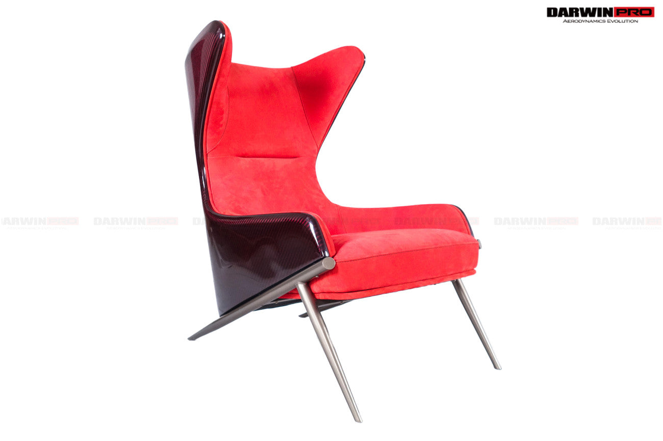 DARWINPRO CARBON FIBER CAYENNE RED SUEDE LOUNGE CHAIR - DarwinPRO Aerodynamics