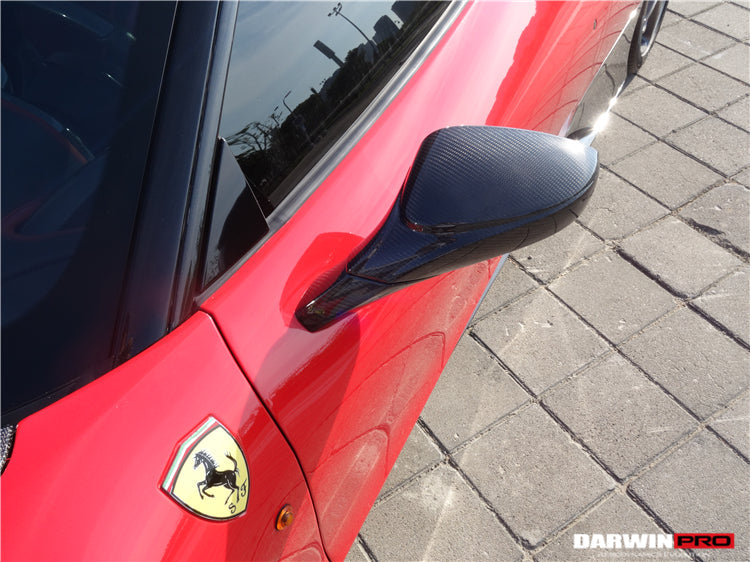 2010-2015 Ferrari 458 Coupe/Spyder/Speciale Dry Carbon Fiber Mirror Housing Repalcement - DarwinPRO Aerodynamics