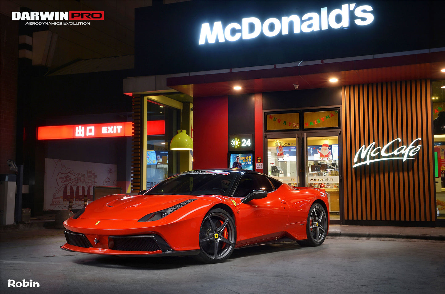 2010-2015 Ferrari 458 Coupe/Spyder BKSS Style Carbon Fiber Hood and Partial Carbon Fiber Front bumper - DarwinPRO Aerodynamics