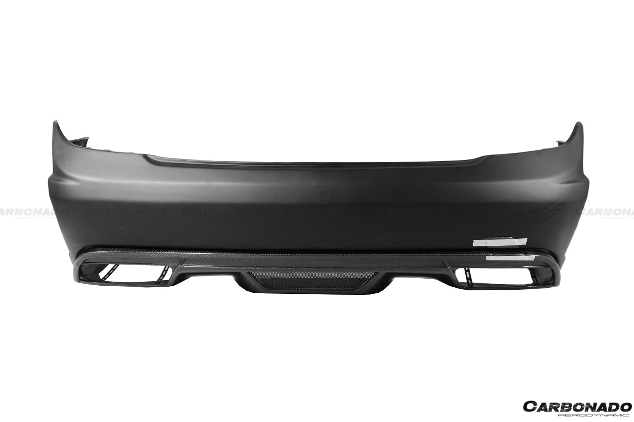 2008-2014 Mercedes Benz C Class W204 P Style Rear Bumper w/ Exhaust tips - Carbonado