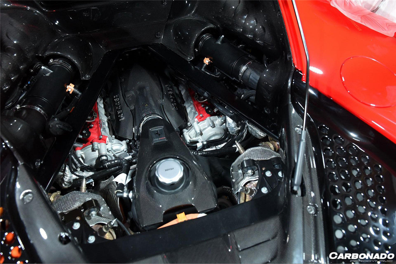 2020-UP Ferrari SF90 Stradale OE Style Autoclave Carbon Fiber Engine Interior - Carbonado