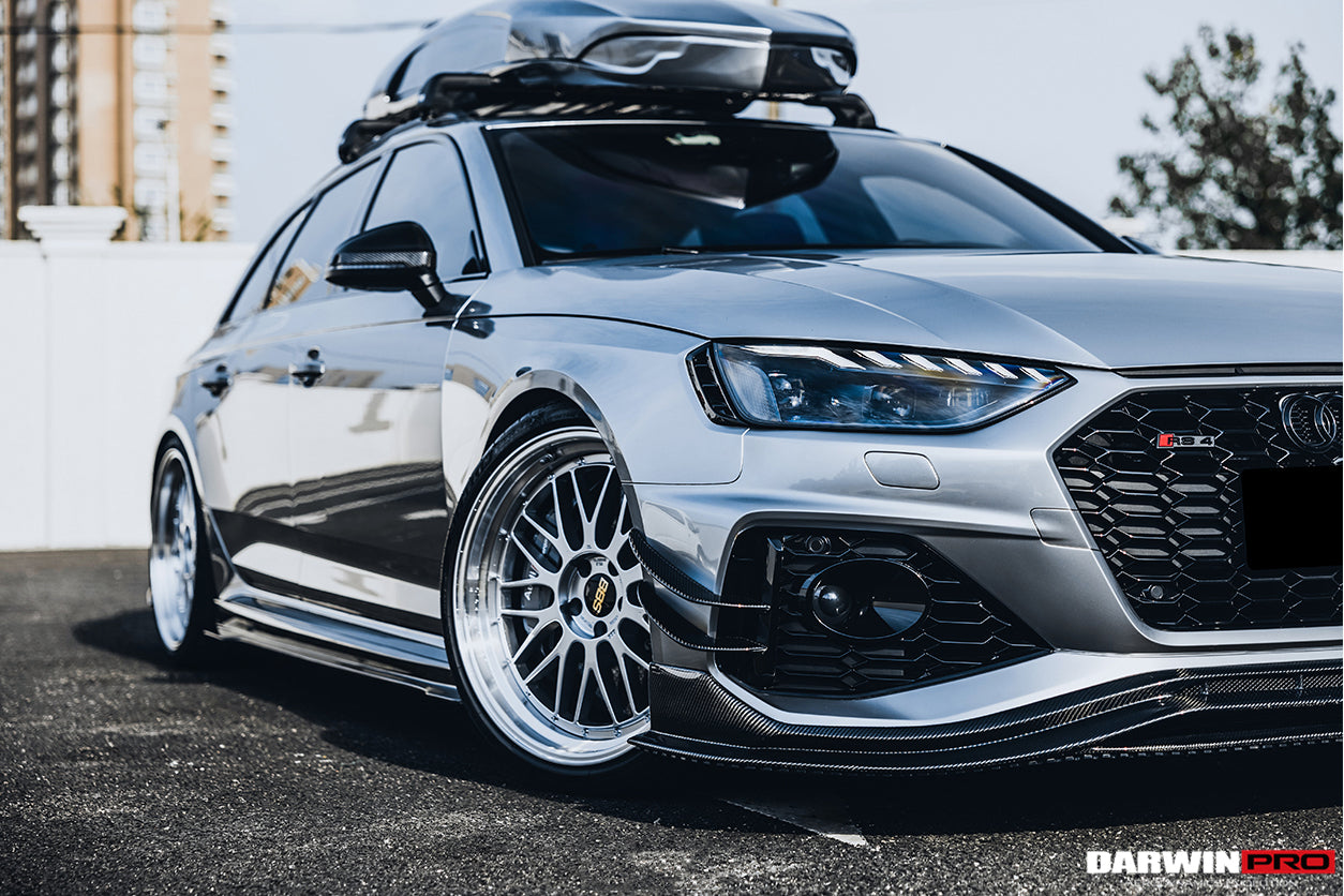 2020-2022 Audi RS4 B9.5 BKSS Style Carbon Fiber Front Bumper Canards - DarwinPRO Aerodynamics