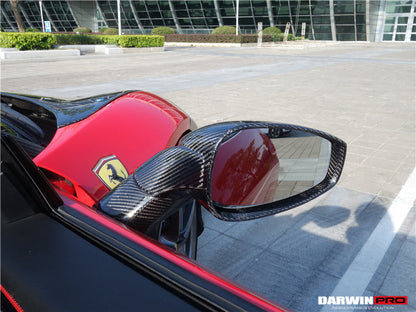 2010-2015 Ferrari 458 Coupe/Spyder/Speciale Dry Carbon Fiber Mirror Housing Repalcement - DarwinPRO Aerodynamics