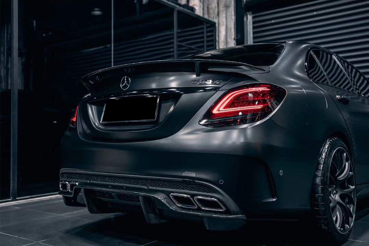 2015-2021 Mercedes Benz W205 C63/S AMG Sedan PS Style Rear Diffuser - Carbonado