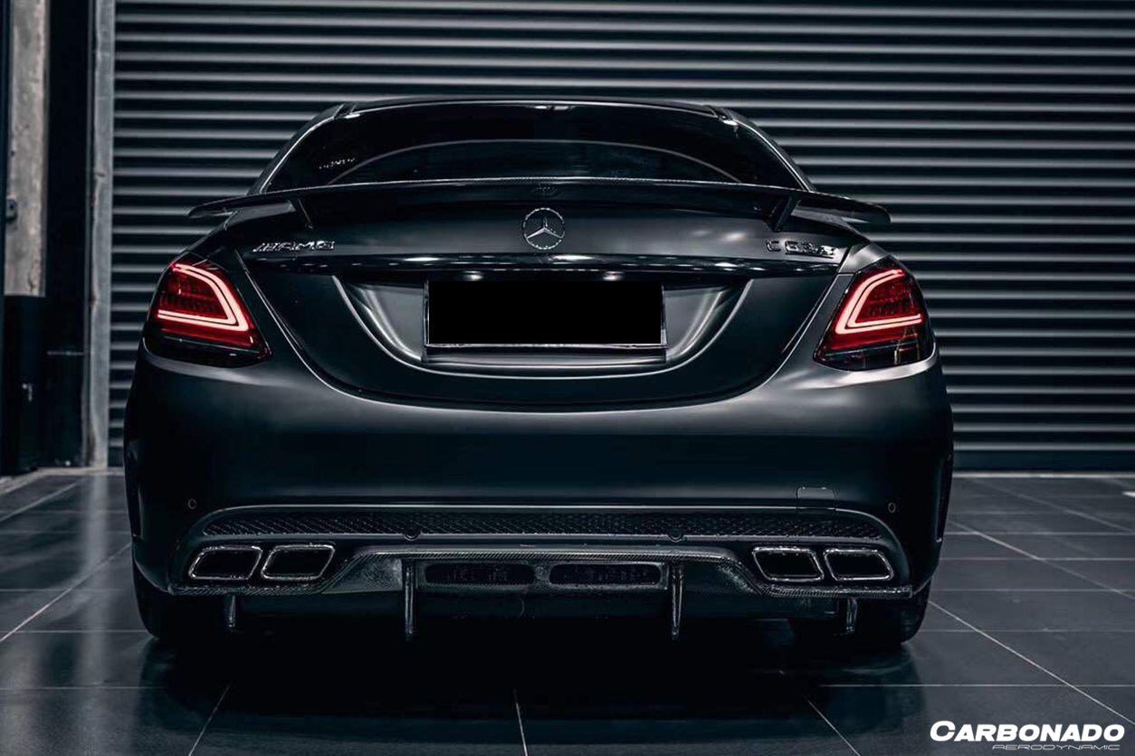 2015-2021 Mercedes Benz W205 C63/S AMG Sedan PS Style Rear Diffuser - Carbonado