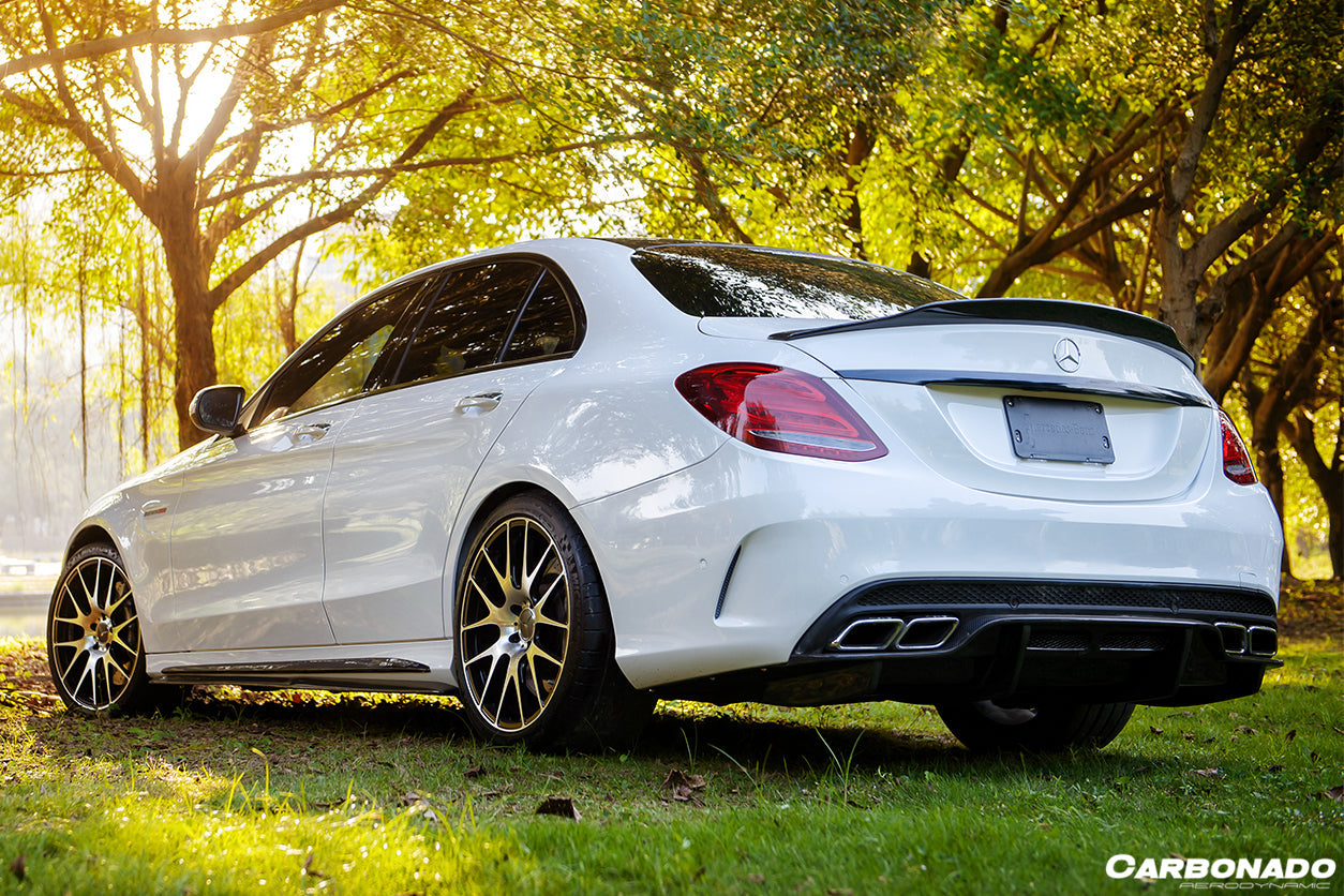 2015-2021 Mercedes Benz W205 C63/S AMG Sedan PS Style Rear Diffuser - Carbonado