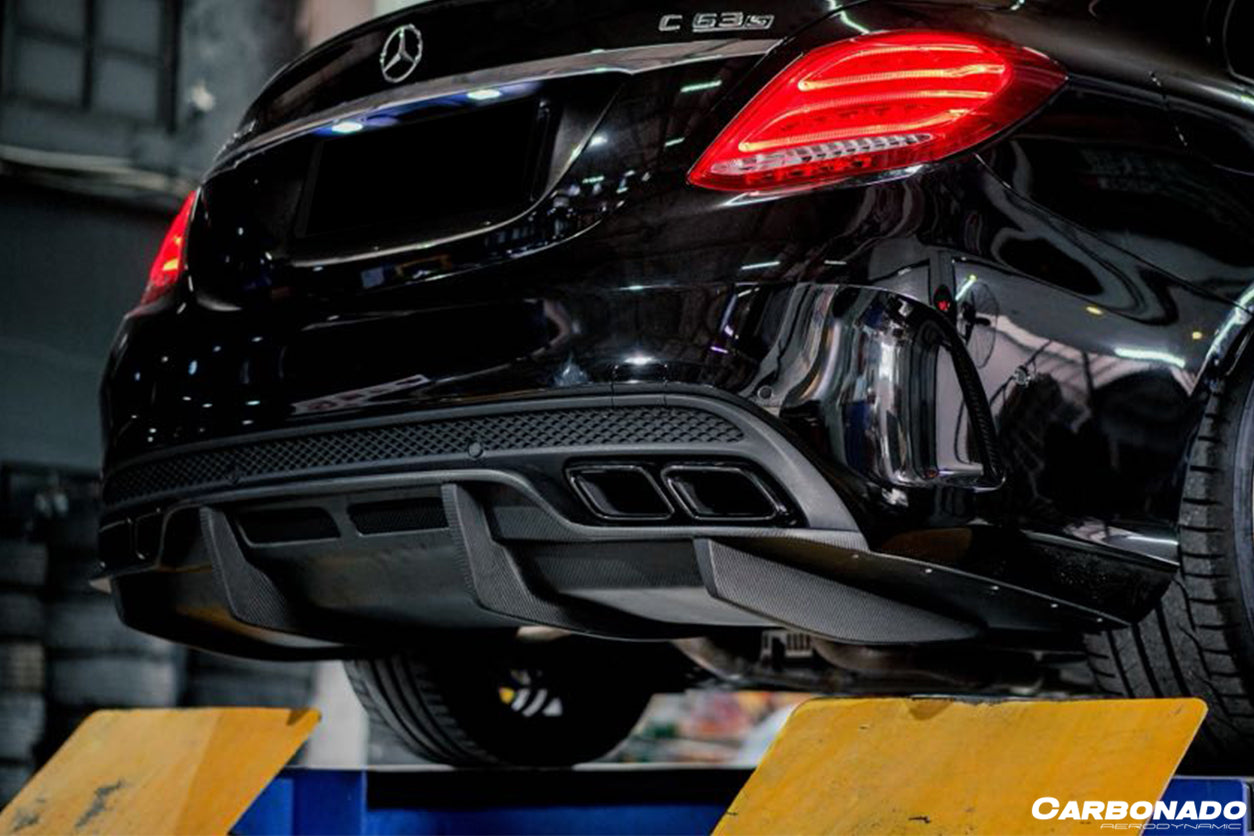 2015-2021 Mercedes Benz W205 C63/S AMG Sedan PS Style Rear Diffuser - Carbonado