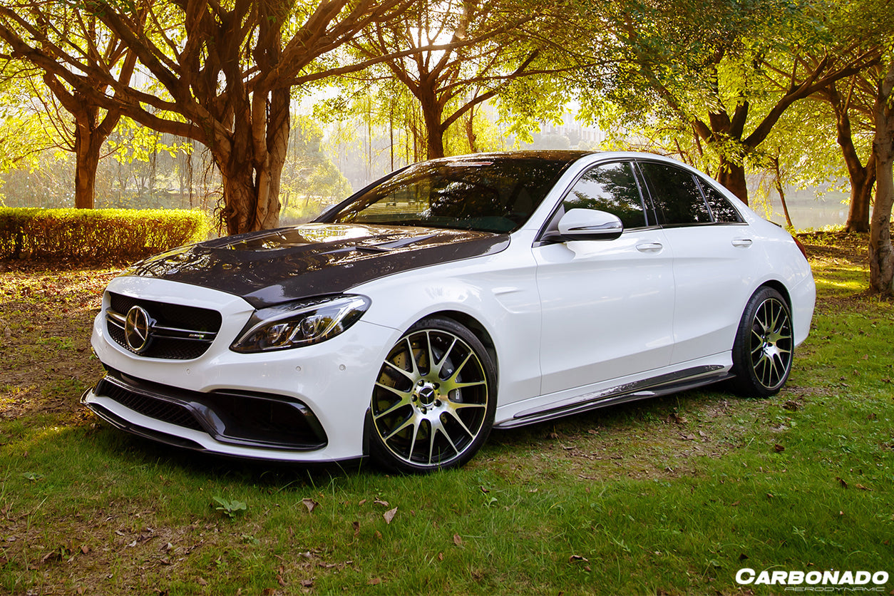 2015-2021 Mercedes Benz C-Class W205 Sedan PS Style Side Skirts - Carbonado