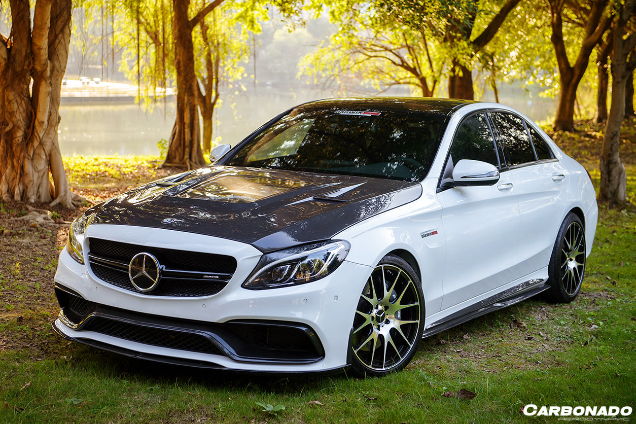 2015-2021 Mercedes Benz C-Class W205 Sedan PS Style Side Skirts - Carbonado