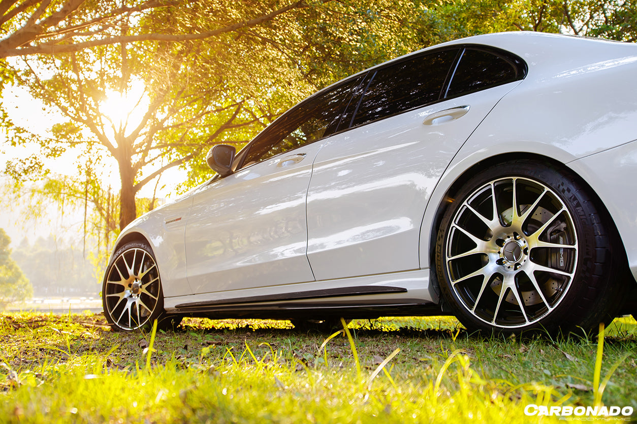 2015-2021 Mercedes Benz C-Class W205 Sedan PS Style Side Skirts - Carbonado