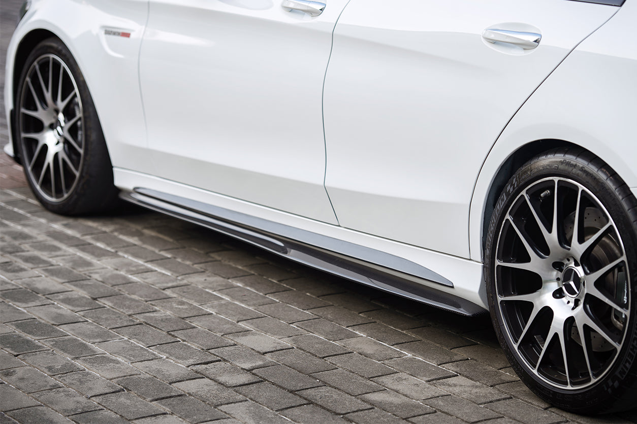 2015-2021 Mercedes Benz C-Class W205 Sedan PS Style Side Skirts - Carbonado