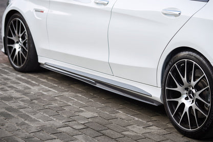 2015-2021 Mercedes Benz C-Class W205 Sedan PS Style Side Skirts - Carbonado