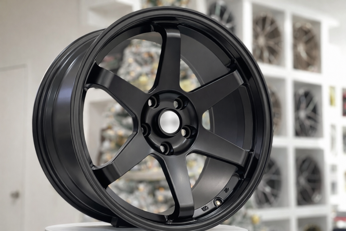 E500 Satin Black 18in Staggered Set 8.0 ET35 / 9.0 ET30 5.114 (4 Wheels)