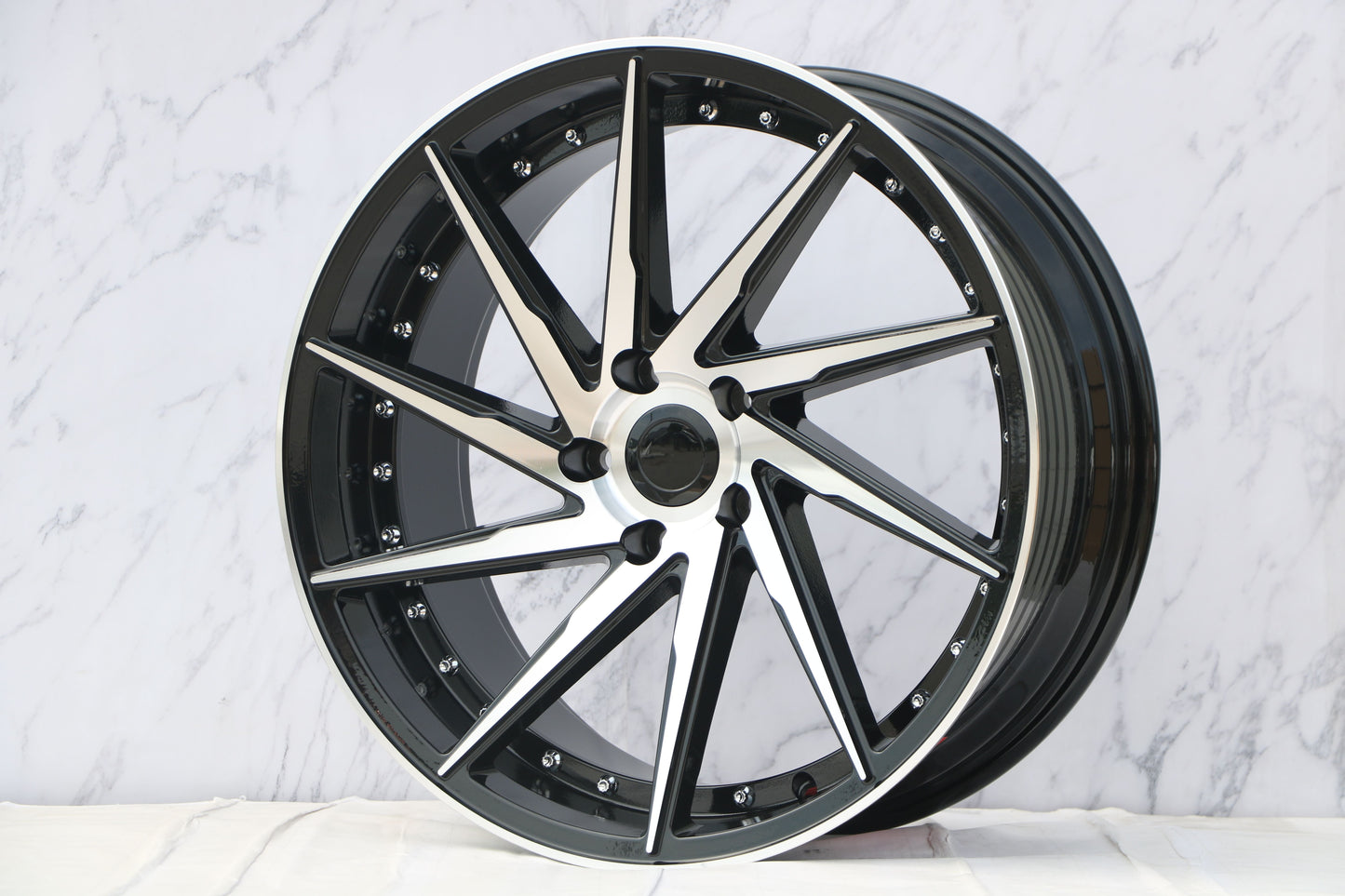 E511 Black Machined Face With Silver Rivet 17x8.5 ET35 4.100.114 - Square Set (4 Wheels)